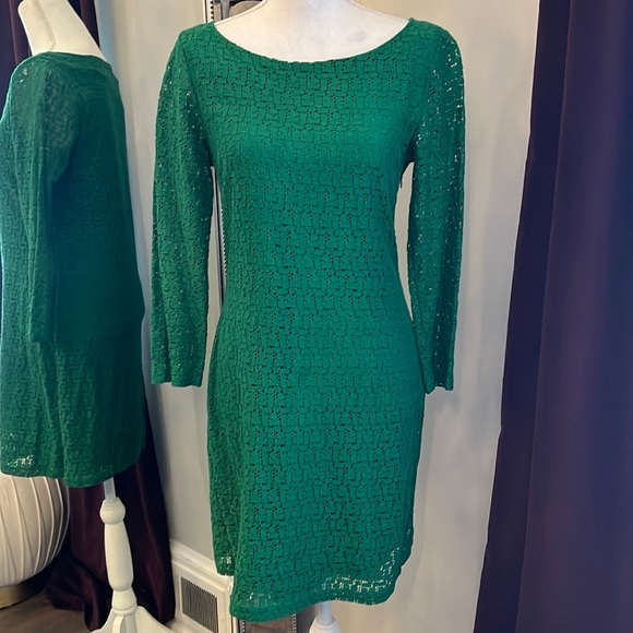 Banana Republic Dresses & Skirts - Banana Republic Green 3/4 Sleeve Lace Dress Size 8